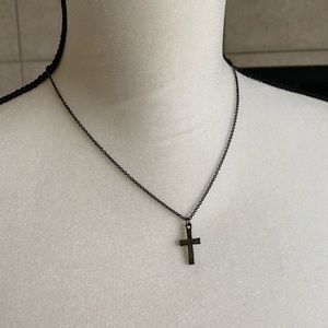 black small cross fashion necklace
